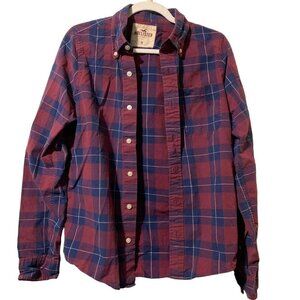 Hollister plaid blue purple long sleeves button down shirt‎ men size Medium